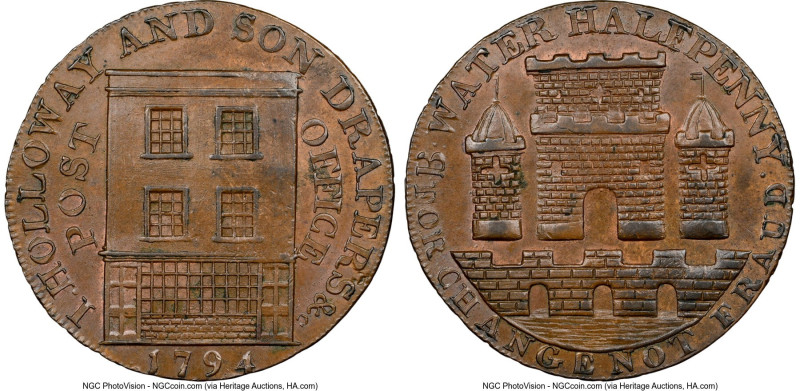 Somersetshire. Bridgewater copper 1/2 Penny Token 1794 MS64 Brown NGC, D&H-86. E...
