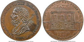 Somersetshire. Bath 1/2 Penny Token 1795 MS63 Brown NGC, D&H-40. Edge: Milled. Small flan variety. Bust in profile left, BLADUD FOUNDER OF BATH SUCCES...