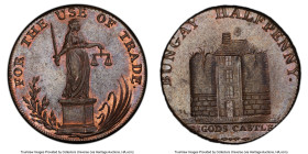 Suffolk. Bungay copper 1/2 Penny Token (c. 1790) MS64 Brown PCGS, D&H-23c. FOR THE USE OF TRADE Justice standing on pedestal with scales and sword // ...