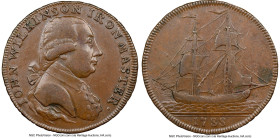 Warwickshire "Barge" 1/2 Penny Token 1788 AU58 Brown NGC, D&H-336. Edge: Willey Snedshill. HID09801242017 © 2023 Heritage Auctions | All Rights Reserv...