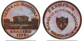 Warwickshire. Kempson’s copper 1/2 Penny Token (c. 1790) MS64 Brown PCGS, D&H-181. GENERAL HOSPITAL View of a hospital; in exergue ERECTED 1779 // P K...