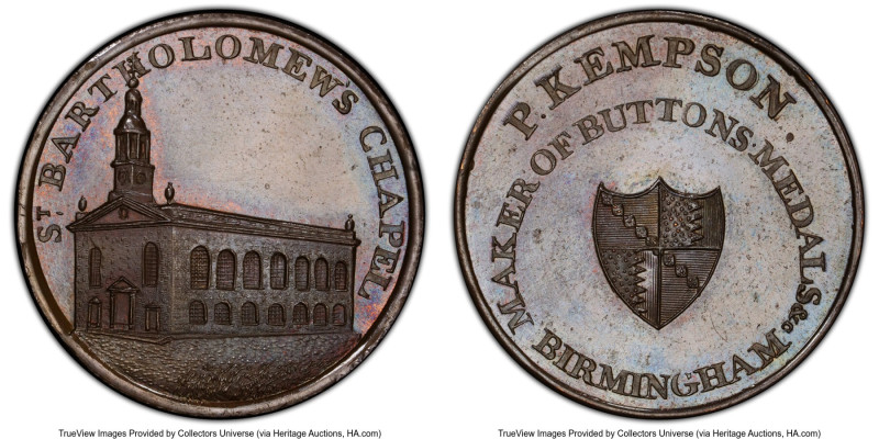 Warwickshire. Kempson’s copper 1/2 Penny Token ND (c. 1790) MS64 Brown PCGS, D&H...