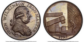 Warwickshire. Wilkinson bronzed Proof 1/2 Penny Token 1793 PR64 PCGS, D&H-393a. IOHN WILKINSON IRON MASTER Bust right, hair in ribbon // View of insid...
