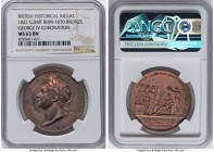 George IV bronze "Coronation" Medal 1821 MS63 Brown NGC, Eimer-1146a, BHM-1070. 35mm. By B. Pistrucci. GEORGIUS IIII D G BRITANNIARUM REX F D Laureate...