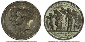 Victoria tin "Wedding" Medal 1840 AU Details (Excessive Corrosion) PCGS, BHM-1913. By Halliday. 38mm. VICTORIA BRITAIN REGINA ET ALBERT SAX COBURG GOT...