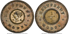 Victoria silvered brass and bronze "Halfpenny Model" Token ND (1844) MS62 NGC, KM-X8a. HID09801242017 © 2023 Heritage Auctions | All Rights Reserved