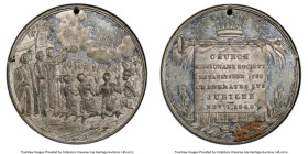 Victoria white metal Specimen "Church Missionary Society - Golden Jubilee" Medal 1848 SP62 (Holed) PCGS, BHM-2309. By J Davis. Missionaries in front o...