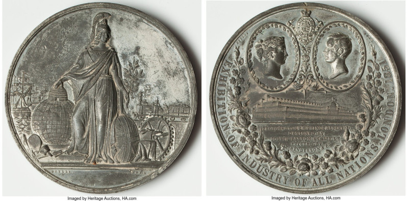 Victoria white metal "Industry of All Nations" Medal 1851 AU-UNC, BHM-2447. 73mm...