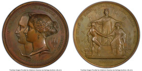 Victoria 5-Piece Certified bronze Specimen "Great Exhibition of the Works of Industry of All Nations" Medal Set 1851 PCGS, 1) "Council" Medal SP62, Ei...