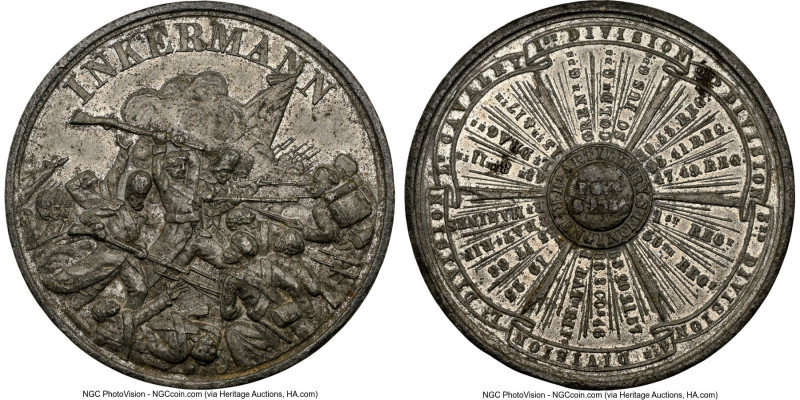 Victoria white metal "Battle of Inkermann Crimean War" Medal 1854 MS61 NGC, BHM-...