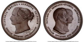 Victoria bronzed Specimen "Visit to France" Medal 1855 SP64 PCGS, BHM-2560, Eimer-1498. 41mm. By L. C. Wyon, Hunt, and Roskell. VICTORIA REGINA ALBERT...