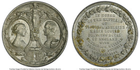Victoria white metal Specimen "Royal Marriage" Medal 1858 AU Details (Environmental Damage) PCGS, BHM-2625 (RR). 39mm. By J. Moore. Facing busts in me...