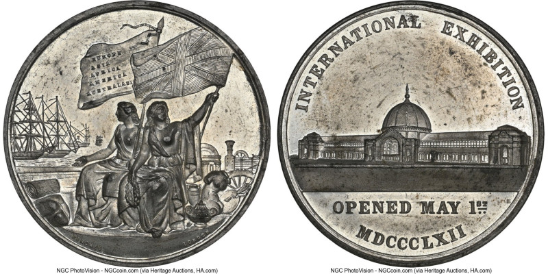 Victoria white metal "International Exhibition" Medal 1862 MS63 NGC, BHM-2739. 4...