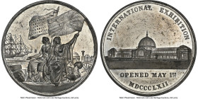 Victoria white metal "International Exhibition" Medal 1862 MS63 NGC, BHM-2739. 42mm. By Thomas Pinches. Britannia seated, holding wreath and Union fla...