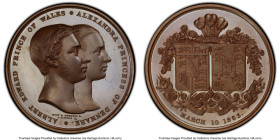 Victoria bronzed Specimen "Marriage" Medal 1863 SP65 PCGS, BHM-2770, Eimer-1562a. 63mm. By L. C. Wyon. ALBERT EDWARD PRINCE OF WALES ALEXANDRA PRINCES...