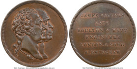 Victoria bronze "James Watt & Co." Medal 1871 MS64 Brown NGC, BHM-2922, Eimer-1617. 39mm. By J. Moore. Conjoined busts of James Watt and Matthew Boult...