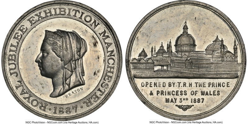 Victoria white metal "Royal Jubilee Exhibition Manchester" Medal 1887 MS62 NGC, ...