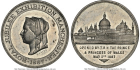Victoria white metal "Royal Jubilee Exhibition Manchester" Medal 1887 MS62 NGC, BHM-3346. 45mm. By Heaton & Sons. ROYAL JUBILEE EXHIBITION MANCHESTER ...