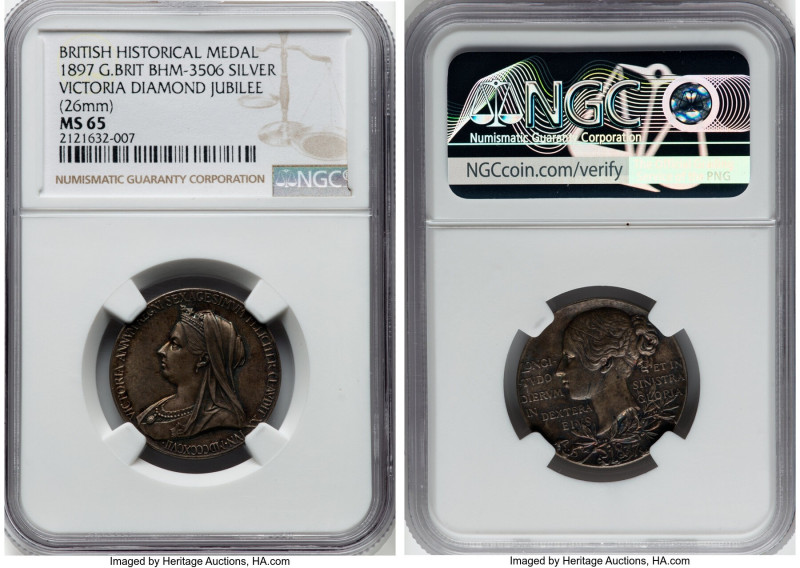 Victoria silver Matte Specimen "Diamond Jubilee" Medal 1897 MS65 NGC, Eimer-1817...