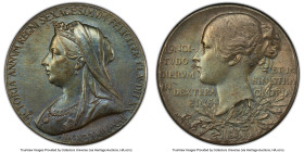 Victoria silver Matte Specimen "Diamond Jubilee" Medal 1897 SP62 PCGS, BHM-3506, Eimer-1817b. 26mm. By G. W. de Saulles. VICTORIA ANNVM REGNI SEXAGESI...