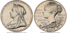 Victoria silver "Diamond Jubilee" Medal 1897 UNC Details (Removed from Jewelry) NGC, BHM-3506, Eimer-1817b. 55mm. By G. W. de Saulles. VICTORIA ANNVM ...