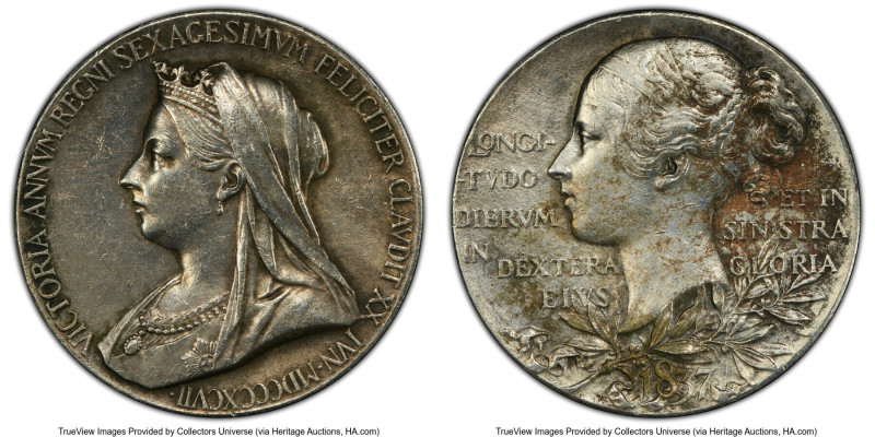 Victoria silver Matte "Diamond Jubilee" Medal 1897 SP55 PCGS, BHM-3506, Eimer-18...