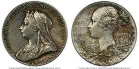 Victoria silver Matte "Diamond Jubilee" Medal 1897 SP55 PCGS, BHM-3506, Eimer-1817b. 26mm. By G. W. de Saulles. VICTORIA ANNVM REGNI SEXAGESIMVM FELIC...