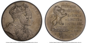 Edward VII silver Matte "Coronation" Medal 1902 SP65 PCGS, Presented by R. Thorn & Sons Distillers. 46mm. By F. Bowcher. Accompanied by original case ...