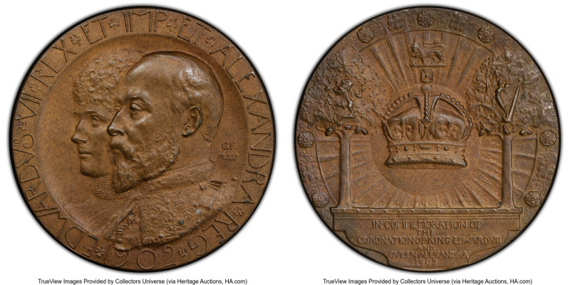 Edward VII bronze Matte Specimen "Coronation" Medal 1902 SP65 PCGS, Eimer-1872c....