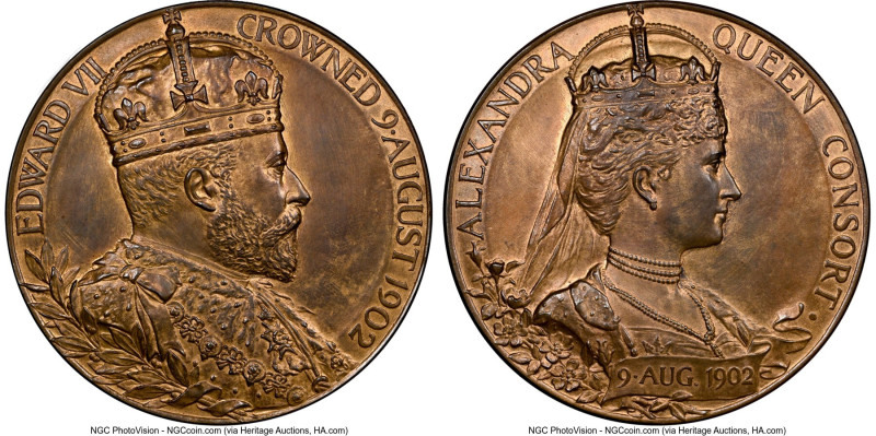 Edward VII bronze "Coronation" 1902 MS65 Red and Brown NGC, BHM-3737, Eimer-1871...
