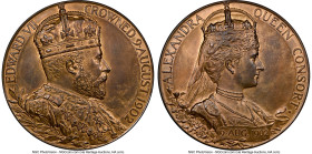 Edward VII bronze "Coronation" 1902 MS65 Red and Brown NGC, BHM-3737, Eimer-1871a. 55mm. By G. W. DeSaulles. The finest graded at NGC, accompanied by ...