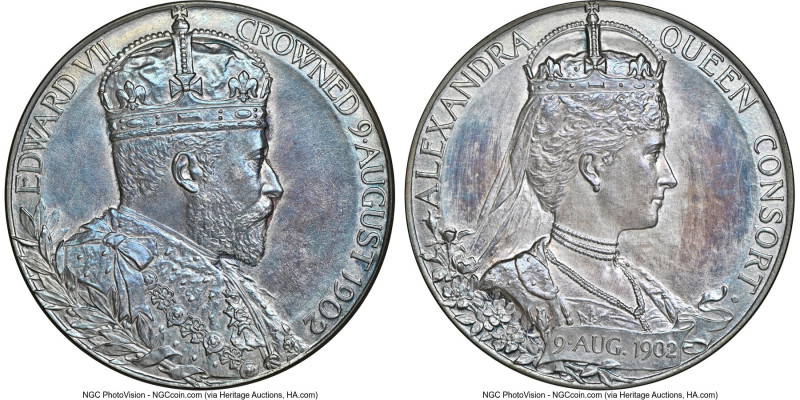 Edward VII silver Specimen "Coronation" Medal 1902 MS64 NGC, BHM-3737. 55mm. By ...