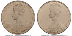 George V silver Matte Specimen "Coronation" Medal 1911 SP67 PCGS, BHM-4022, Eimer-1922a. 51mm. By B. Mackennal. QUEEN MARY JUNE 22 1911 Bust left crow...