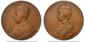 George V Matte Specimen "Coronation" Medal 1911 SP65 PCGS, Eimer-1922a. 50mm. By Bertram Mackennal. Accompanied by original case of issue. HID09801242...