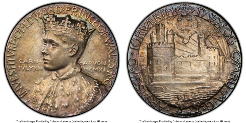 George V silver Specimen "Prince Edward Investiture" Medal 1911 SP64 PCGS, Eimer...