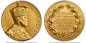 Edward VIII gold Matte Specimen "Abdication" Medal 1936-Dated SP68 PCGS, Eimer-Unl., BHM-4277, CM-347d. 35mm. 34.04gm. By J. Pinches & Co. Mintage: 10...