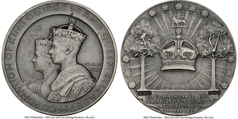 George VI silver Matte "Coronation" Medal 1937 MS65 NGC, BHM-4328. Included w/ a...