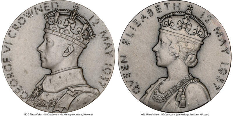 George VI silver "Coronation" Medal 1937 MS64 NGC, BHM-4314. 57mm. By P. Metcalf...