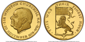 2-Piece Certified gold "Winston Churchill" Medal Set ND (1965) PCGS, 1) Medal SP64, 32mm. 17.50gm. Serial #4314. .900 fine. 2) Medal SP65, 20mm. 3.46g...