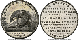 white metal "William Griffith Silversmith, Jeweler, & Medallist" Token ND MS62 PL NGC, 31mm. By Taylor. "The utmost value given for light sovereigns"....