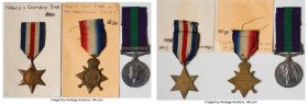 Trio of Assorted Military Medals, 1) George VI silver "Palestine" Medal 1945-8 2) George VI bronze "France and Germany Star" Medal ND 3) George V bron...