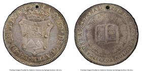 silver "Proclamation" Medal (2 Reales) 1812 AU Details (Holed) PCGS, Fonrobert-7195, Vives-299. Struck for the adoption of the Spanish Constitution of...