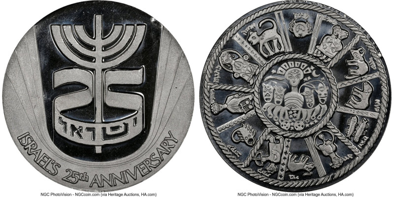 Republic platinum "25th Anniversary of Independence" Medal (1 oz) ND (1973) MS69...