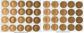 British Dependency. George V 116-Piece Lot of Uncertified Fantasy 4 Shillings 1910-Dated UNC, Includes (58) Copper and (58) Goldine issues (cf. KM-XM3...