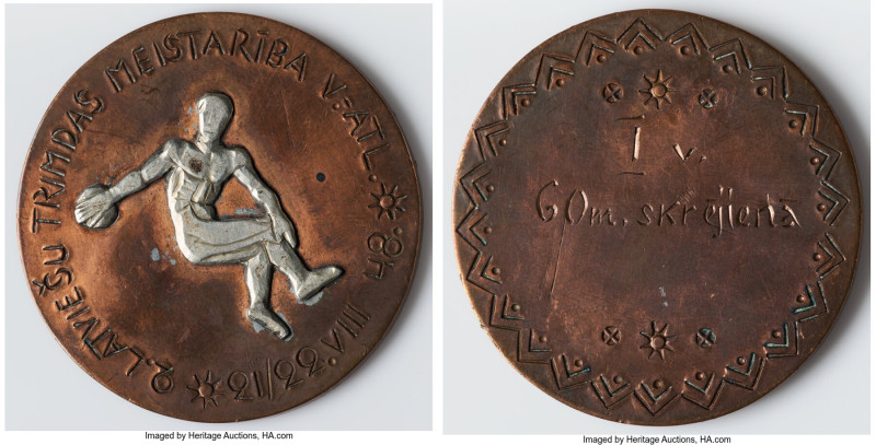 Latvia. bronze "Political Refugee Games" Medal 1948 VF (cleaned), 50mm. 44.23gm....