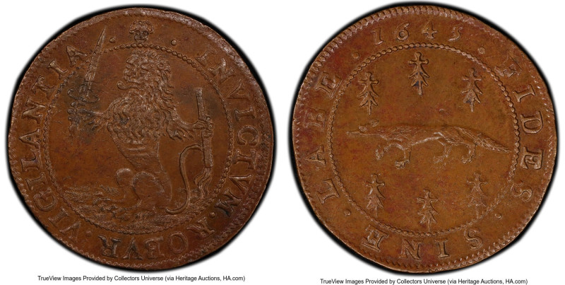 Brussels. Dutch Republic copper "Trust in Spain" Jeton 1645 MS63 Brown PCGS, Dug...