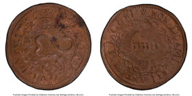 Dordrecht. Dutch Republic copper "Gunpowder Plot Thwarted" Jeton 1605 MS63 Brown PCGS, Dugn-3599. Commemorating the failed assault on English Parliame...