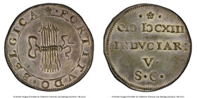 Dordrecht. Dutch Republic silvered-copper "Fifth Year of Treaty of Antwerp Truce" Jeton 1613 MS61 PCGS, Dugn-3690. HID09801242017 © 2023 Heritage Auct...