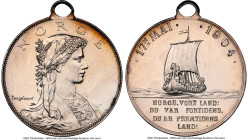 Oscar II silver "Constitution Day" Medal 1904-Dated UNC Details (Cleaned) NGC, 27mm. Looped. Great Viking ship scene on reverse. By Throndsen. HID0980...