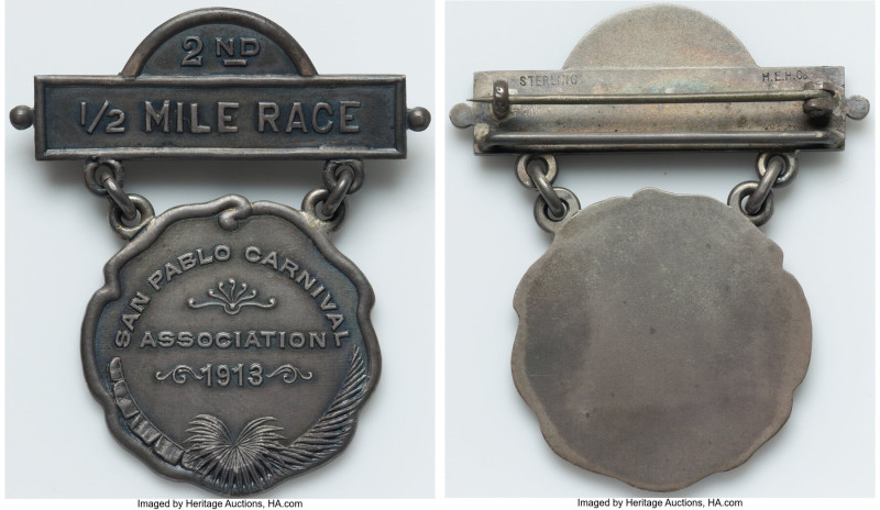 "San Pablo Carnival - 1/2 Mile Race" silver Medal 1913 AU-UNC, Awarded for 2nd p...
